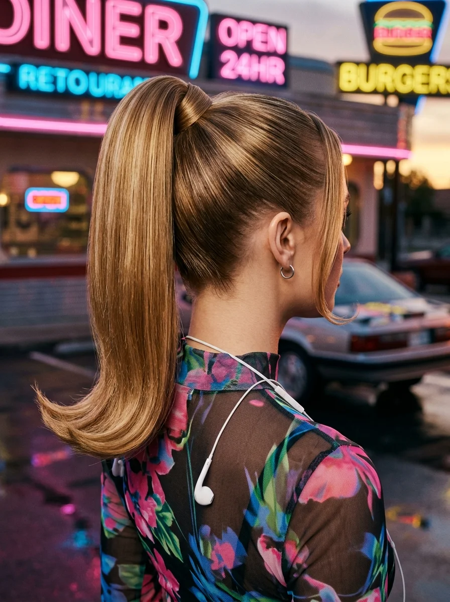 Sleek High Ponytail with Face-Framing Wisps