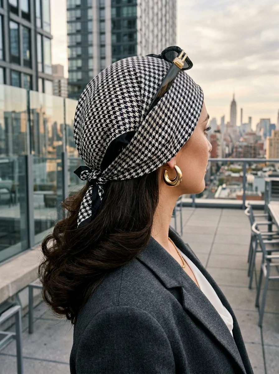 Houndstooth Chic: Retro Bandana Style