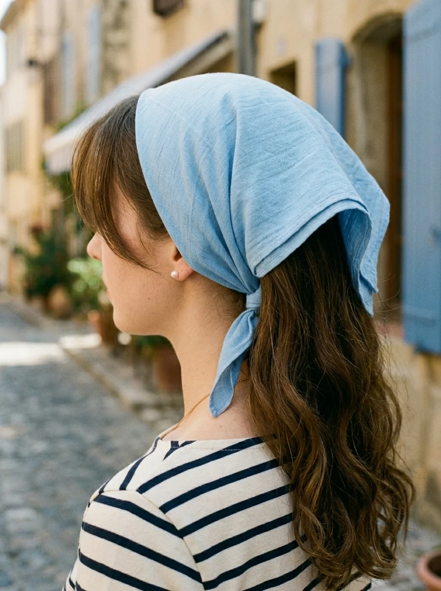 Mediterranean Breeze: Light Blue Scarf Bob