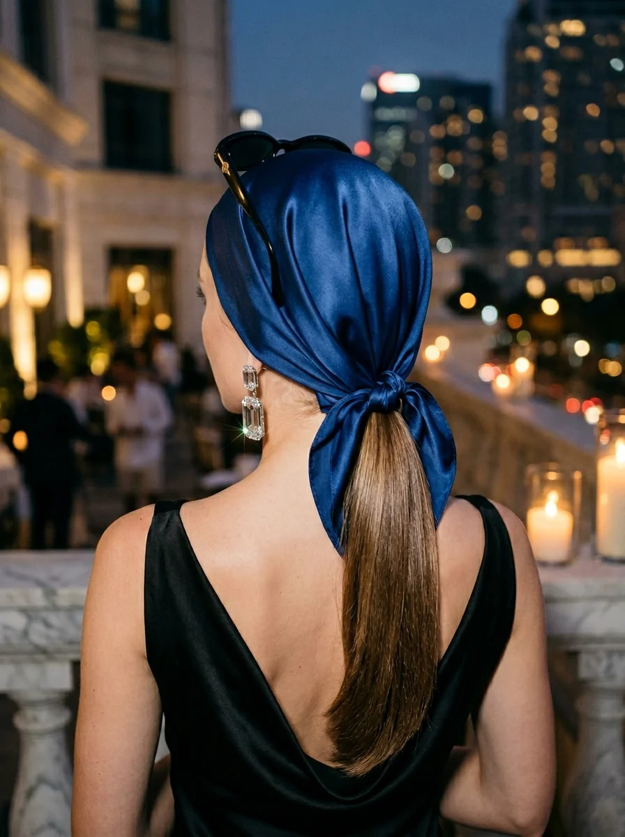 Midnight Glamour: Royal Blue Satin Wrap