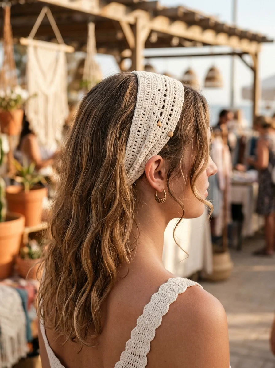 Boho Beach Babe: Textured Crochet Headband
