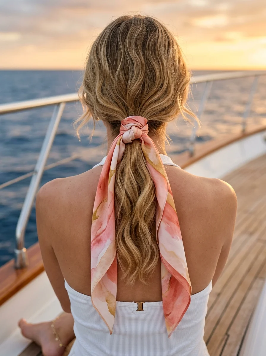 Sunset Waves: Abstract Print Scarf