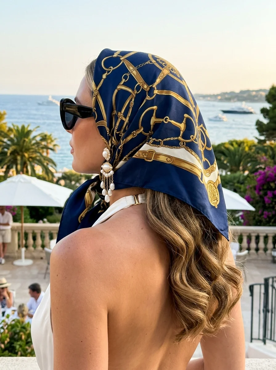 Equestrian Elegance: Equestrian Print Silk Scarf