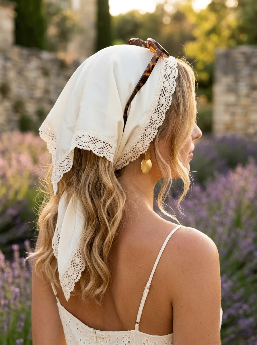 Mediterranean Romance: Lace-Trimmed Scarf