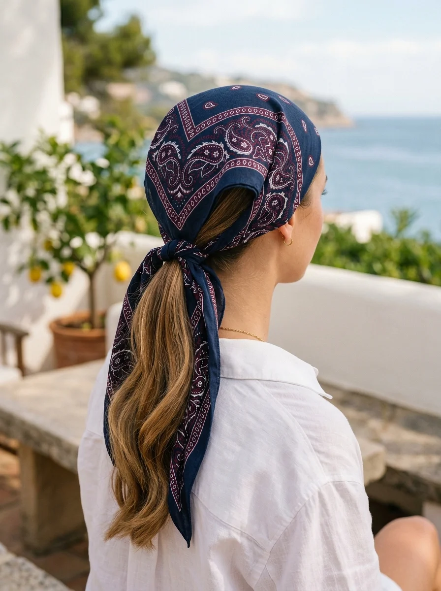 Classic Cool: Paisley Bandana Ponytail