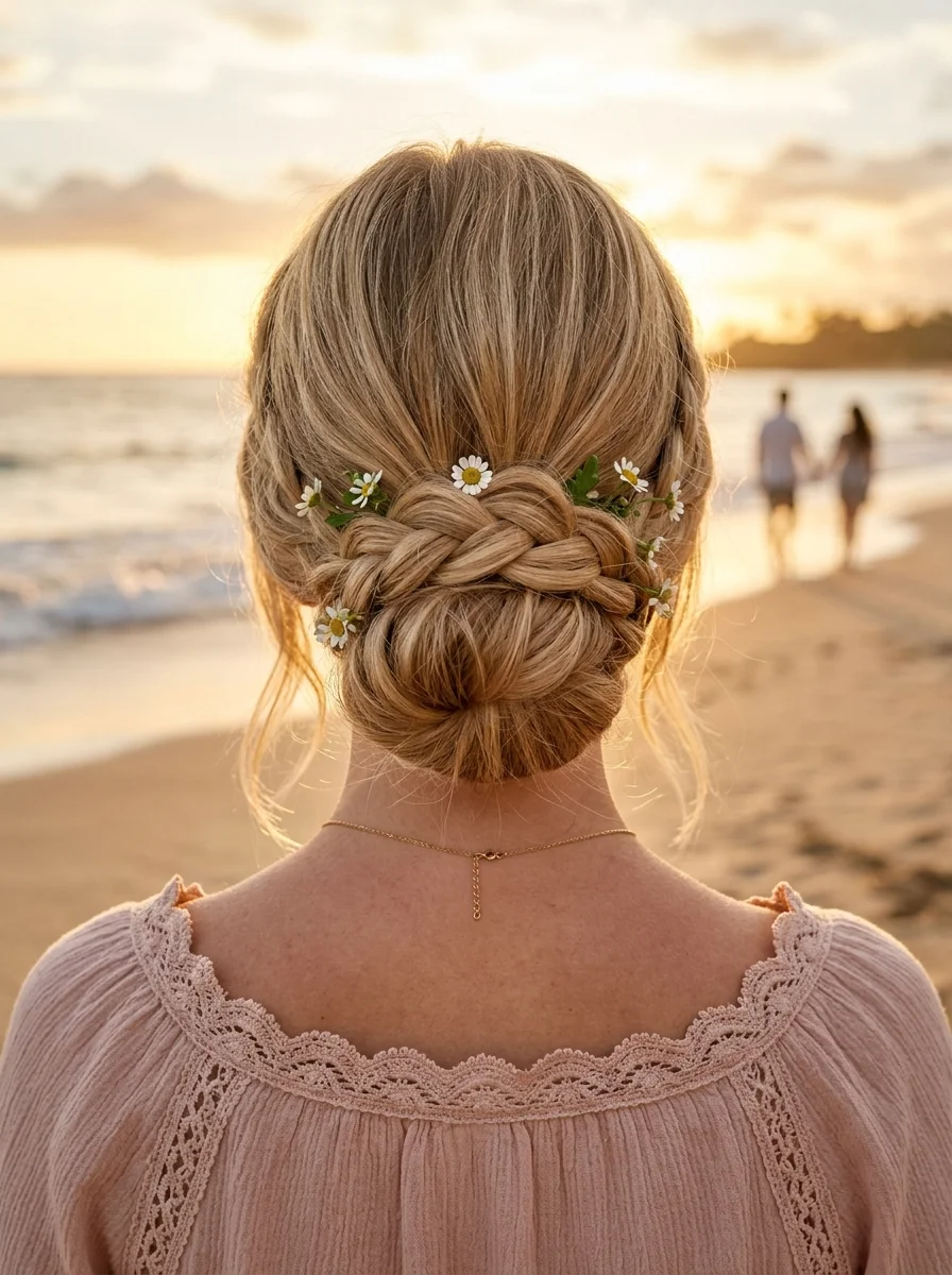 Bohemian Beach Braid Crown with Daisy Accents