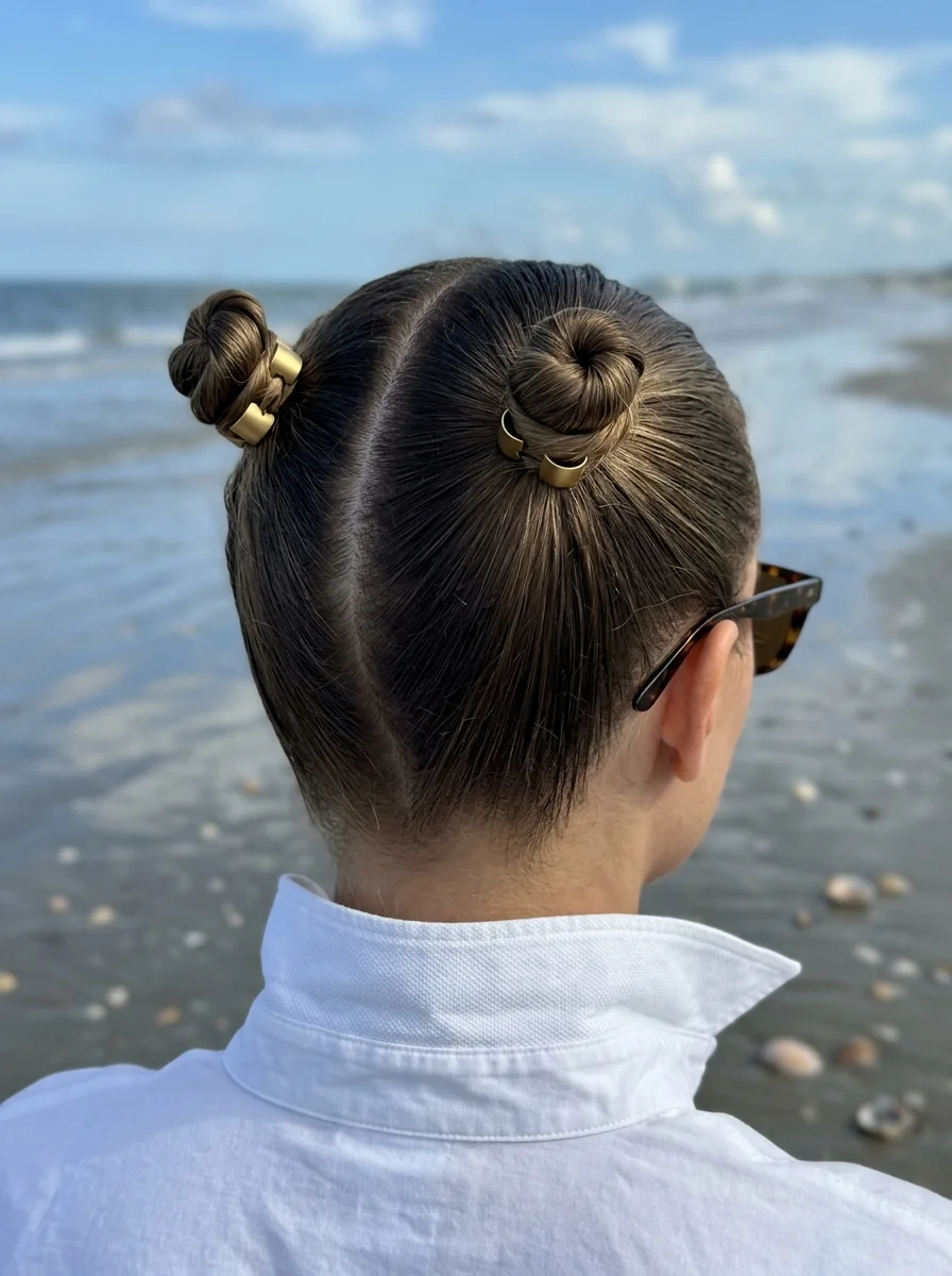 Double Braided Buns with Gold Cuffs
