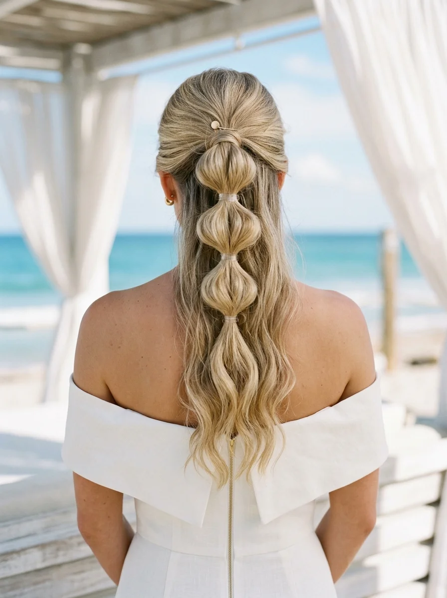 Bubble Braid with Pearl Pin Accent