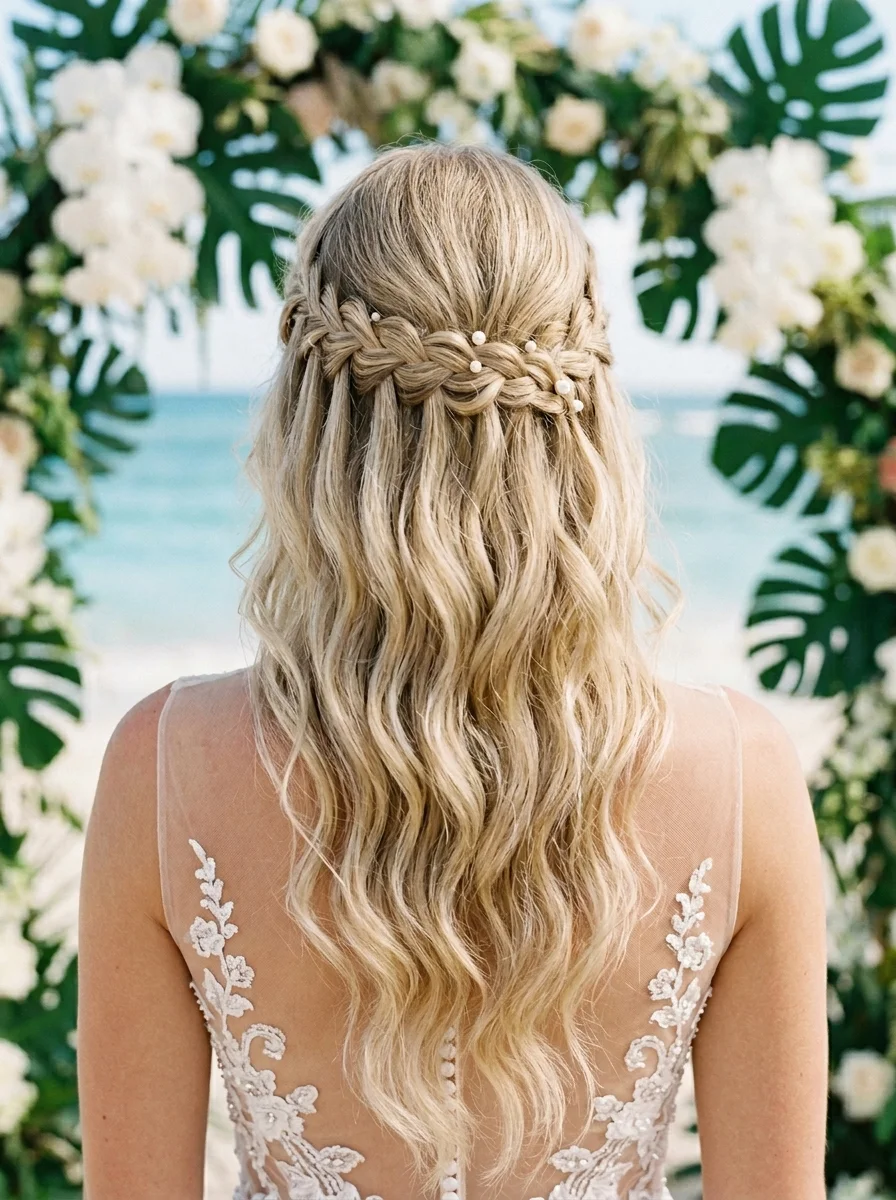 Braided Waterfall Waves with Pearls