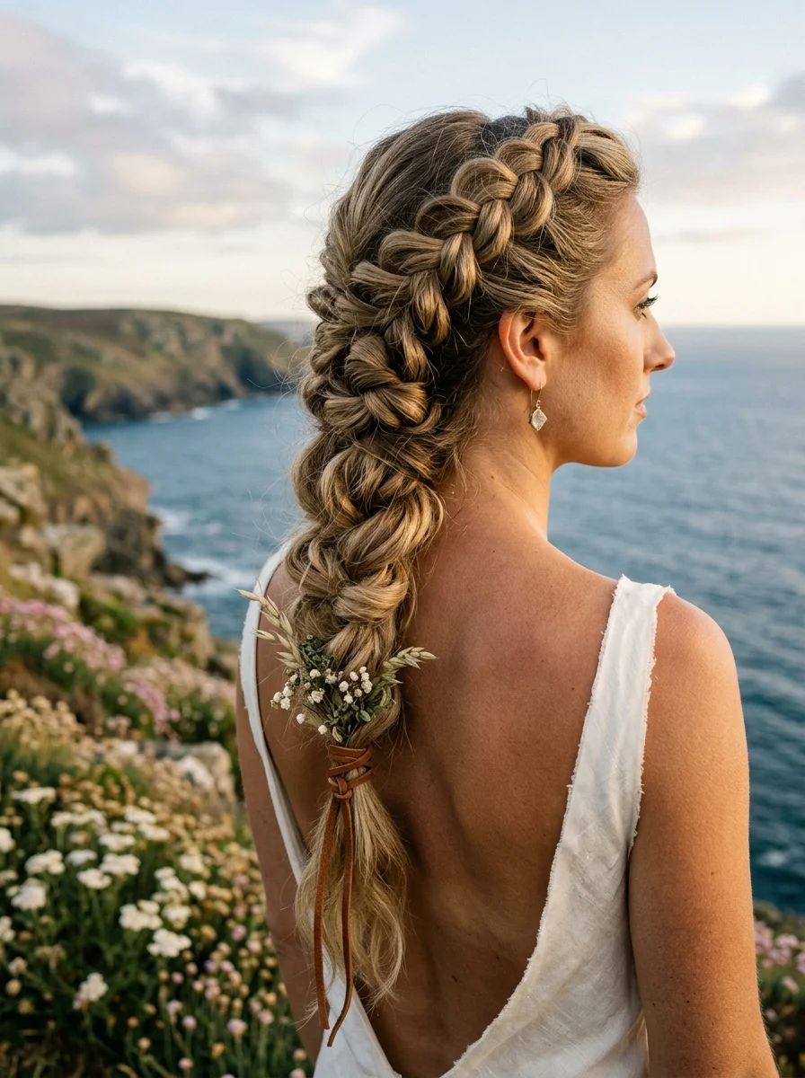 Boho Crown Braid with a Waterfall Twist