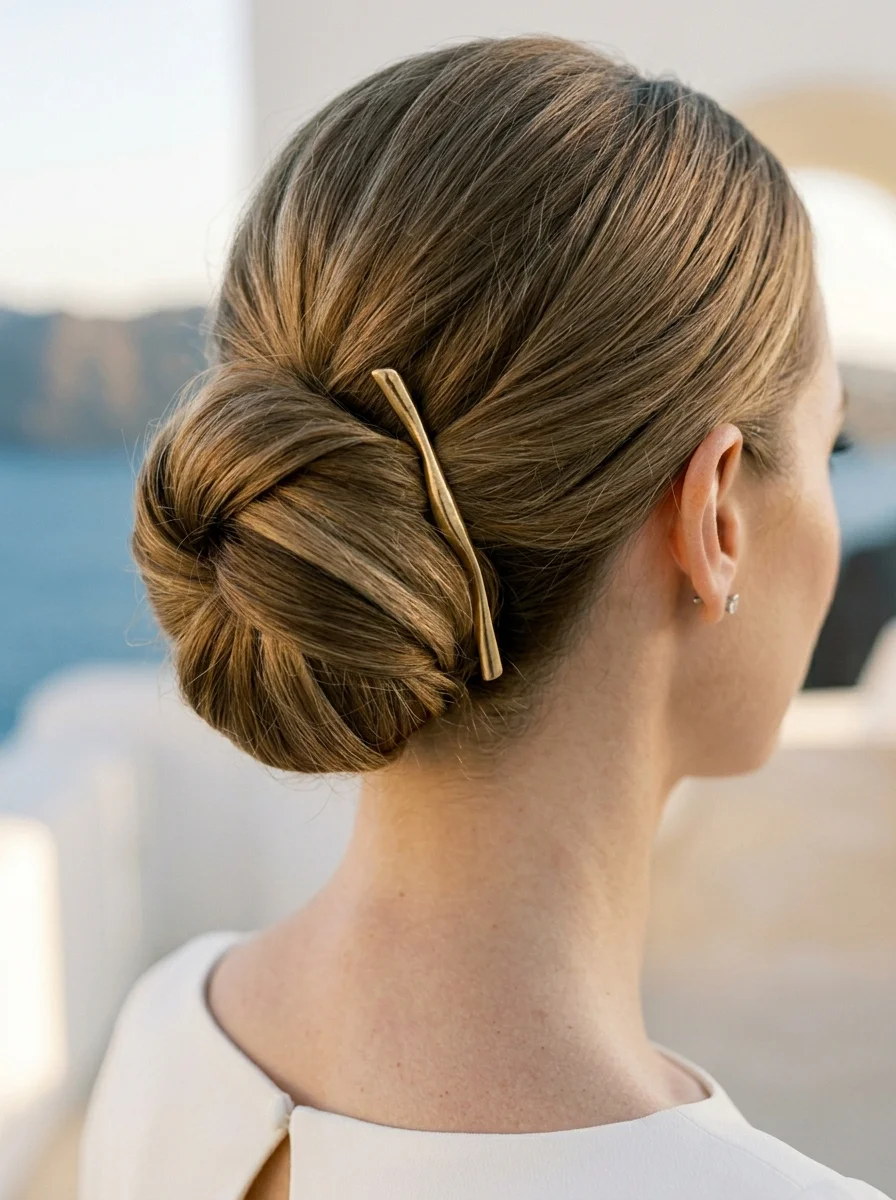 Chic Twisted Low Chignon with Elegant Hair Pin