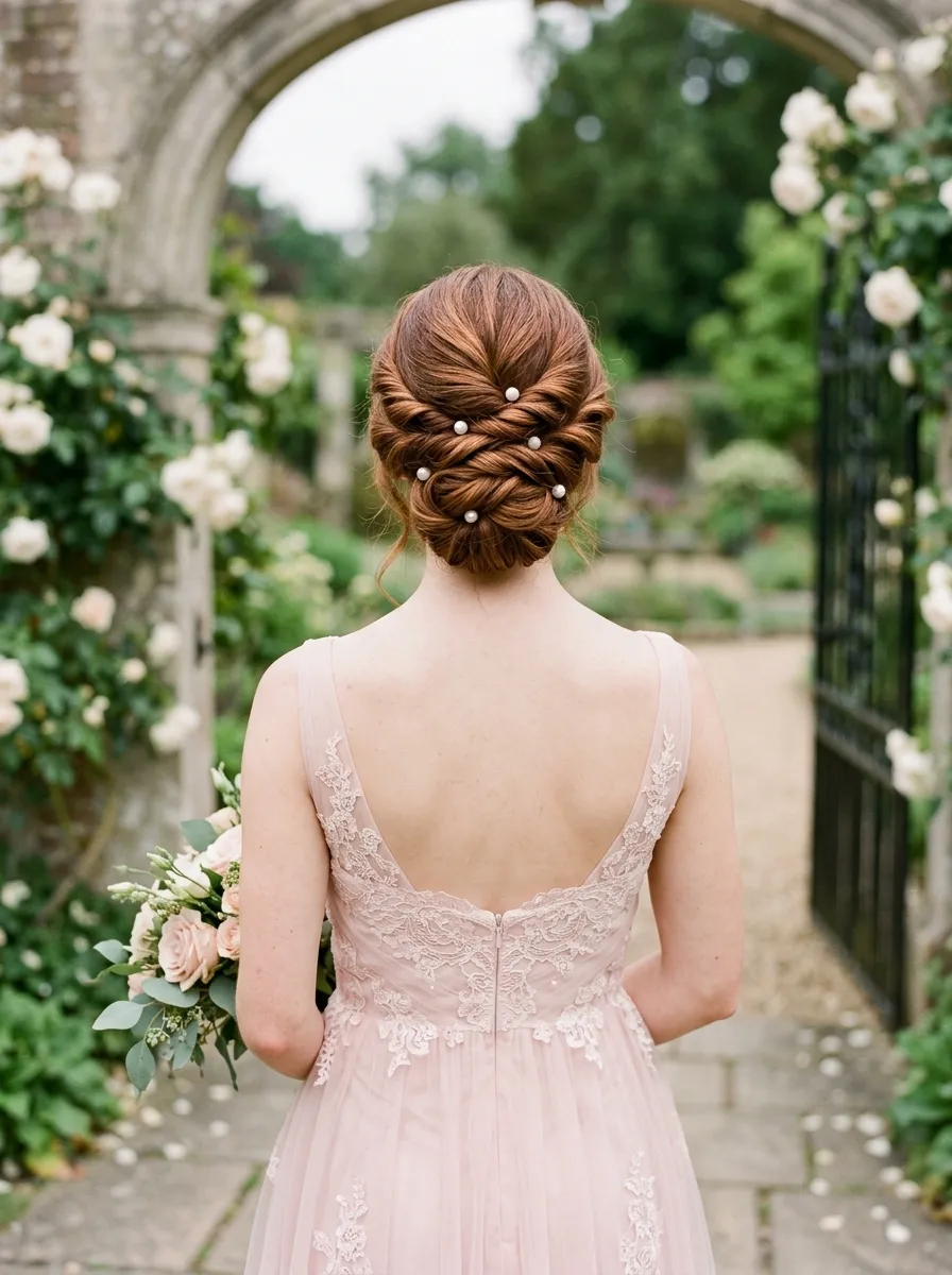 Twisted Updo with Pearl Accents