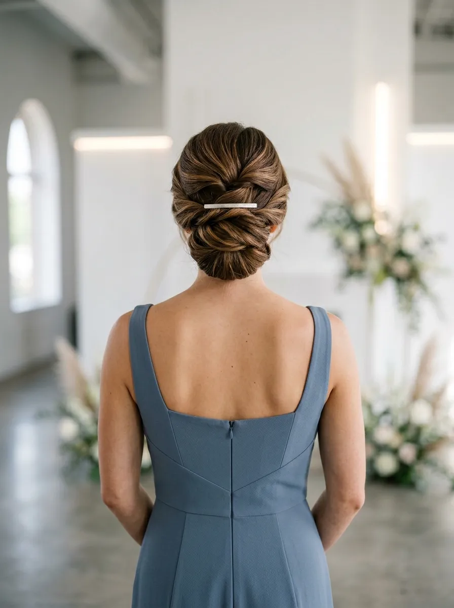 Elegant Twisted Chignon with a Modern Clip