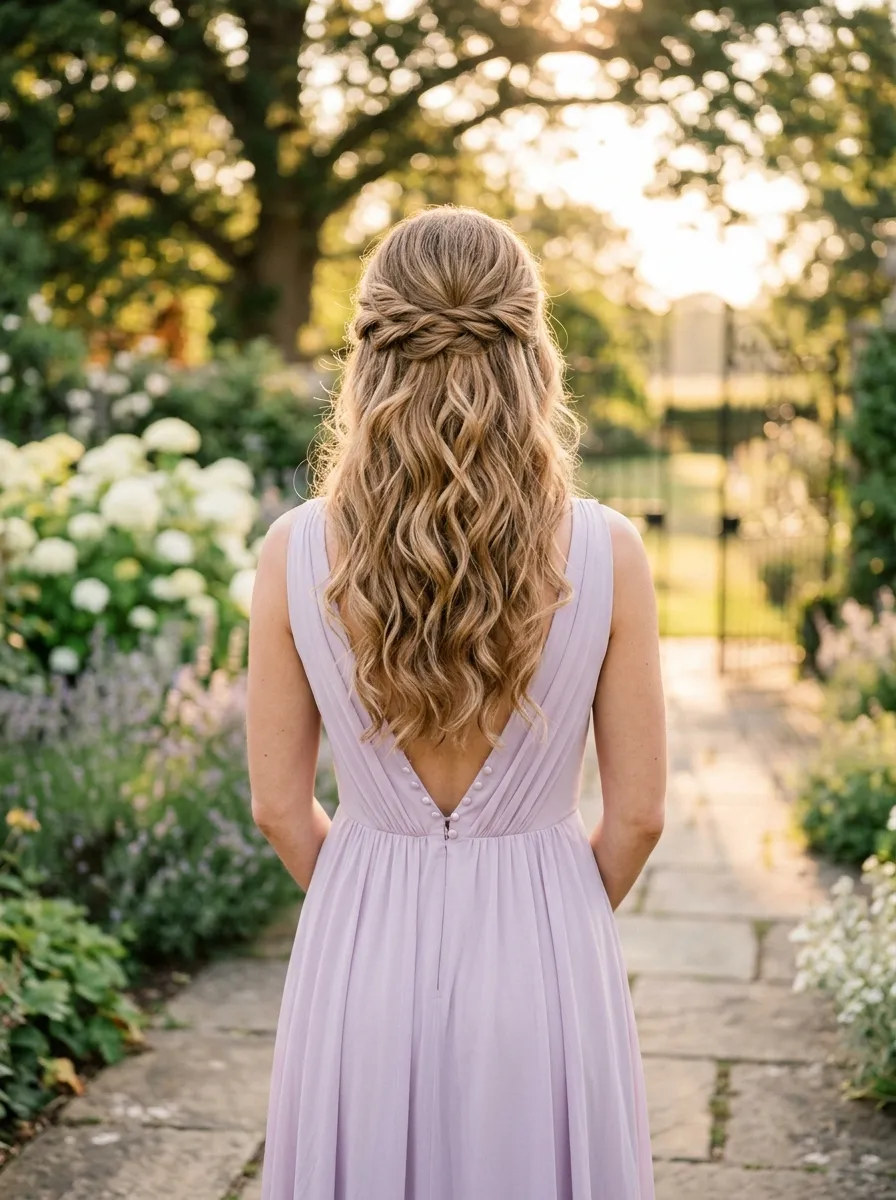 Braided Half-Up Twist with Loose Waves