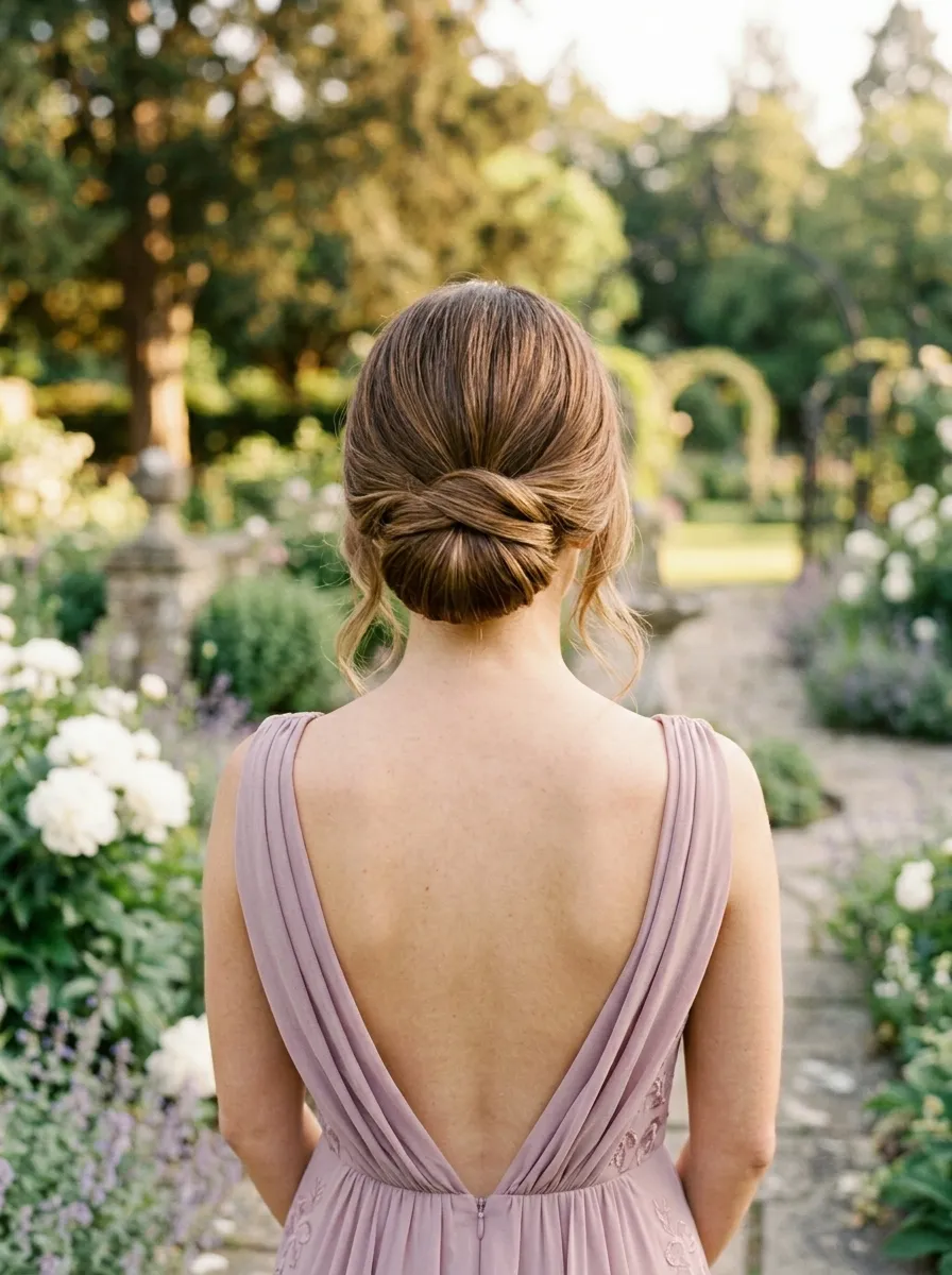 Elegant Twisted Chignon with Loose Tendrils