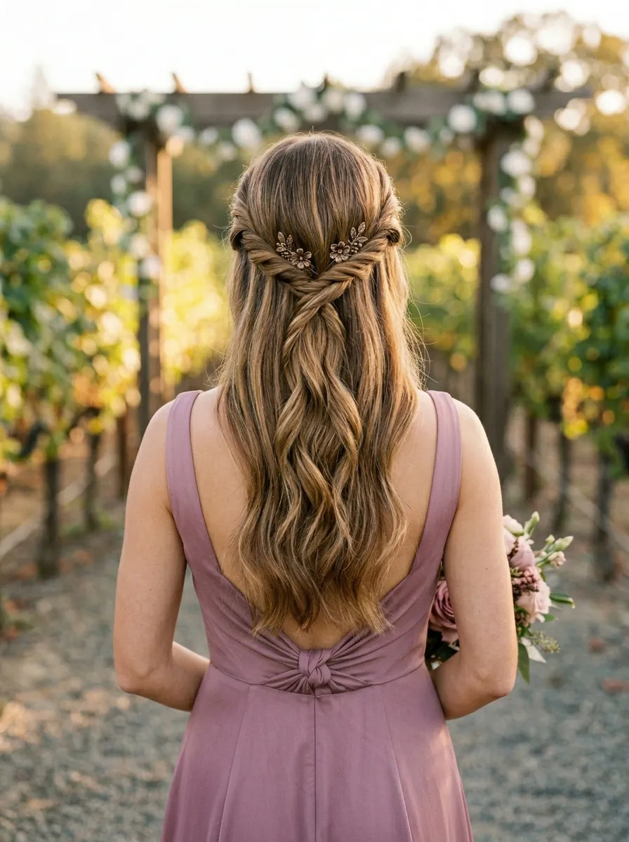 Twisted Crown Braid with Loose Waves