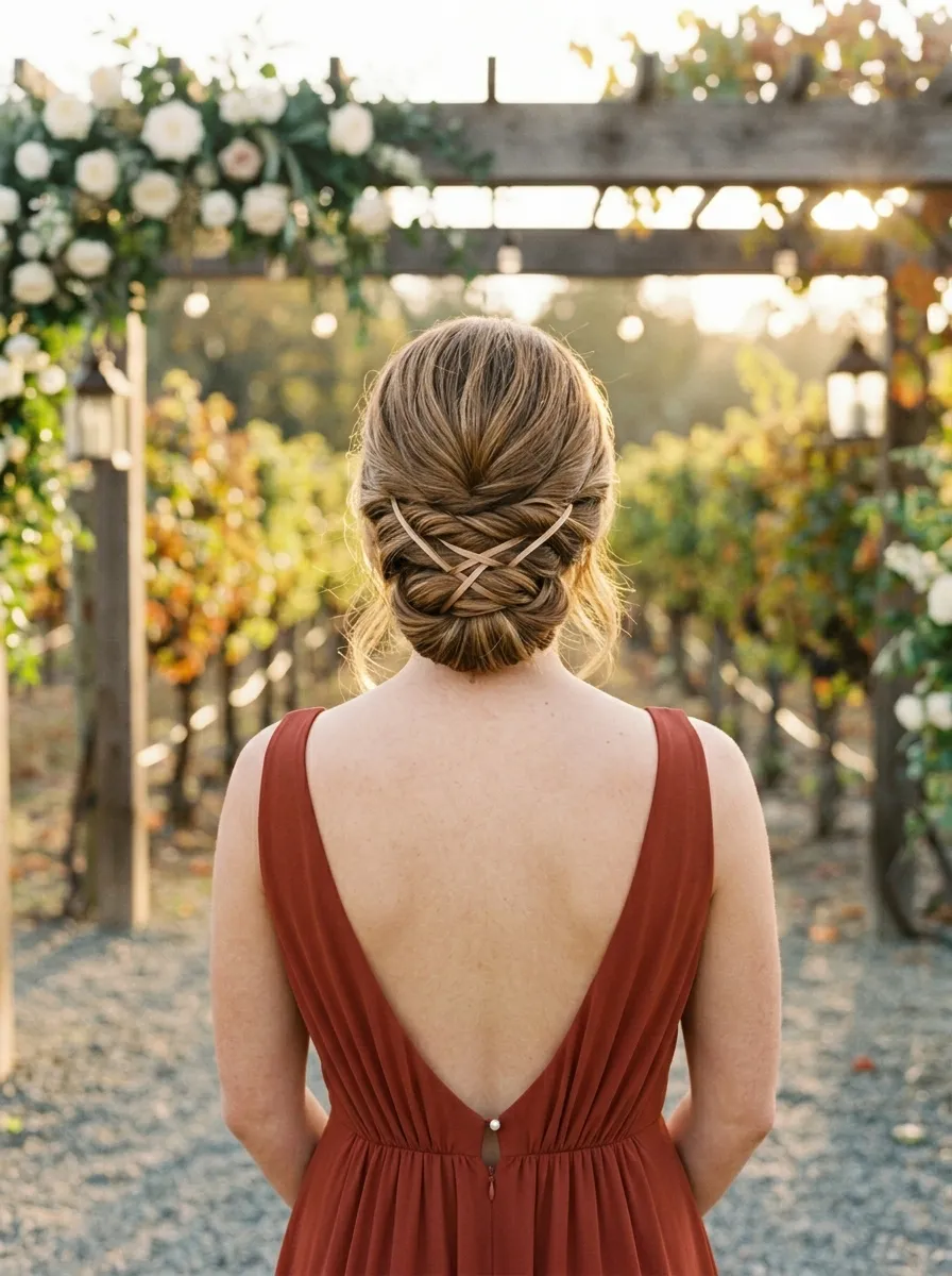 Twisted Chignon with a Delicate Hair Vine