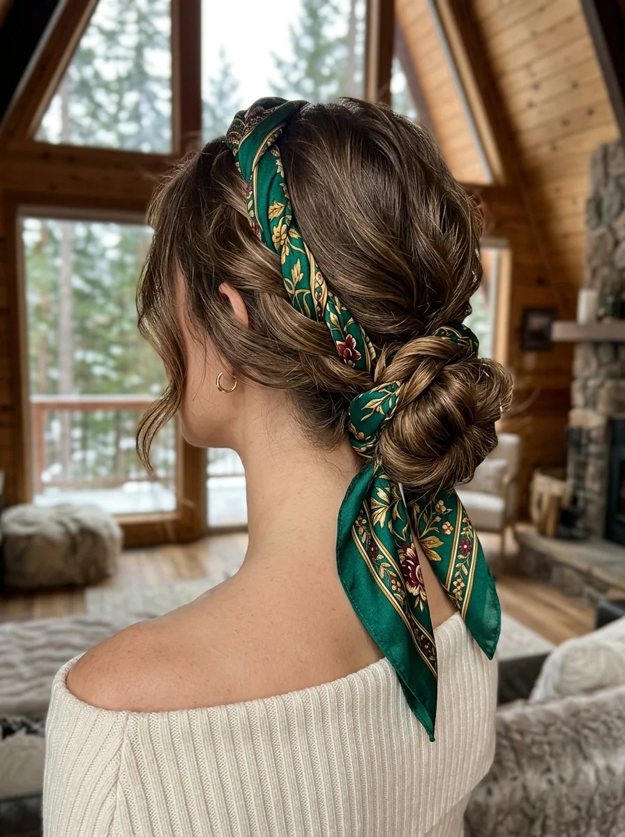 Braided Updo with Silk Scarf