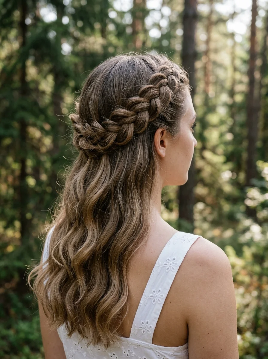 Half-Up Crown Braid