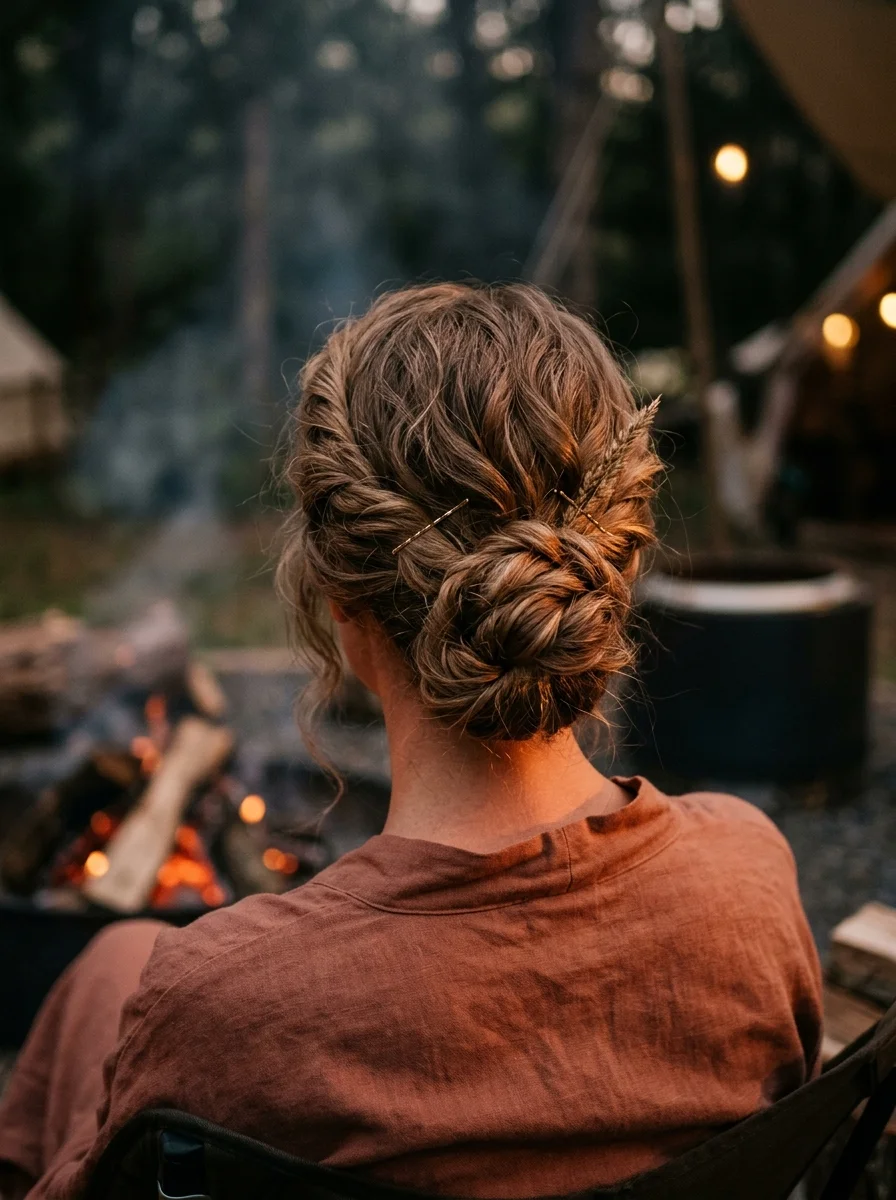 Braided Updo with Wheat Accent
