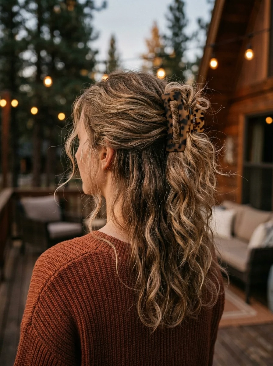Half-Up with Tortoiseshell Claw Clip
