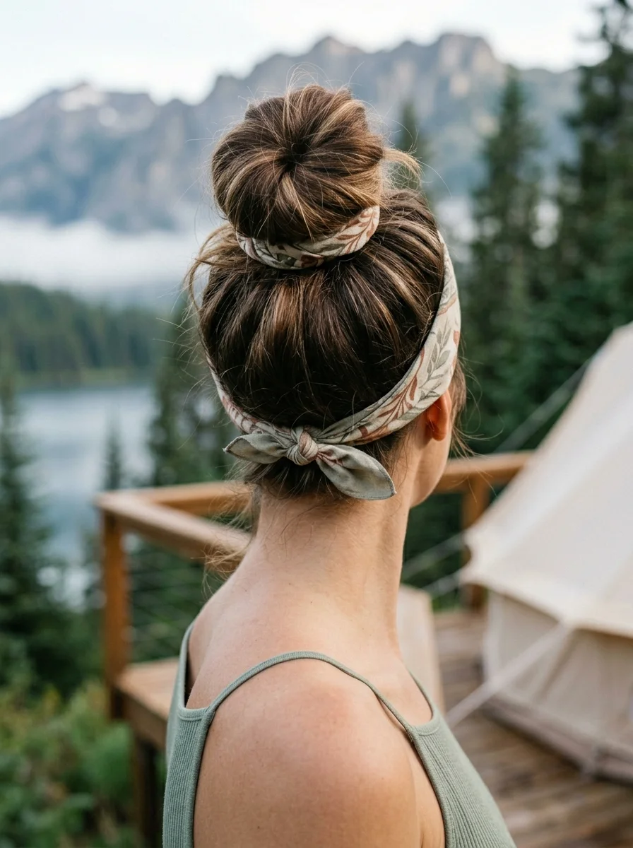 Top Knot with Fabric Headband