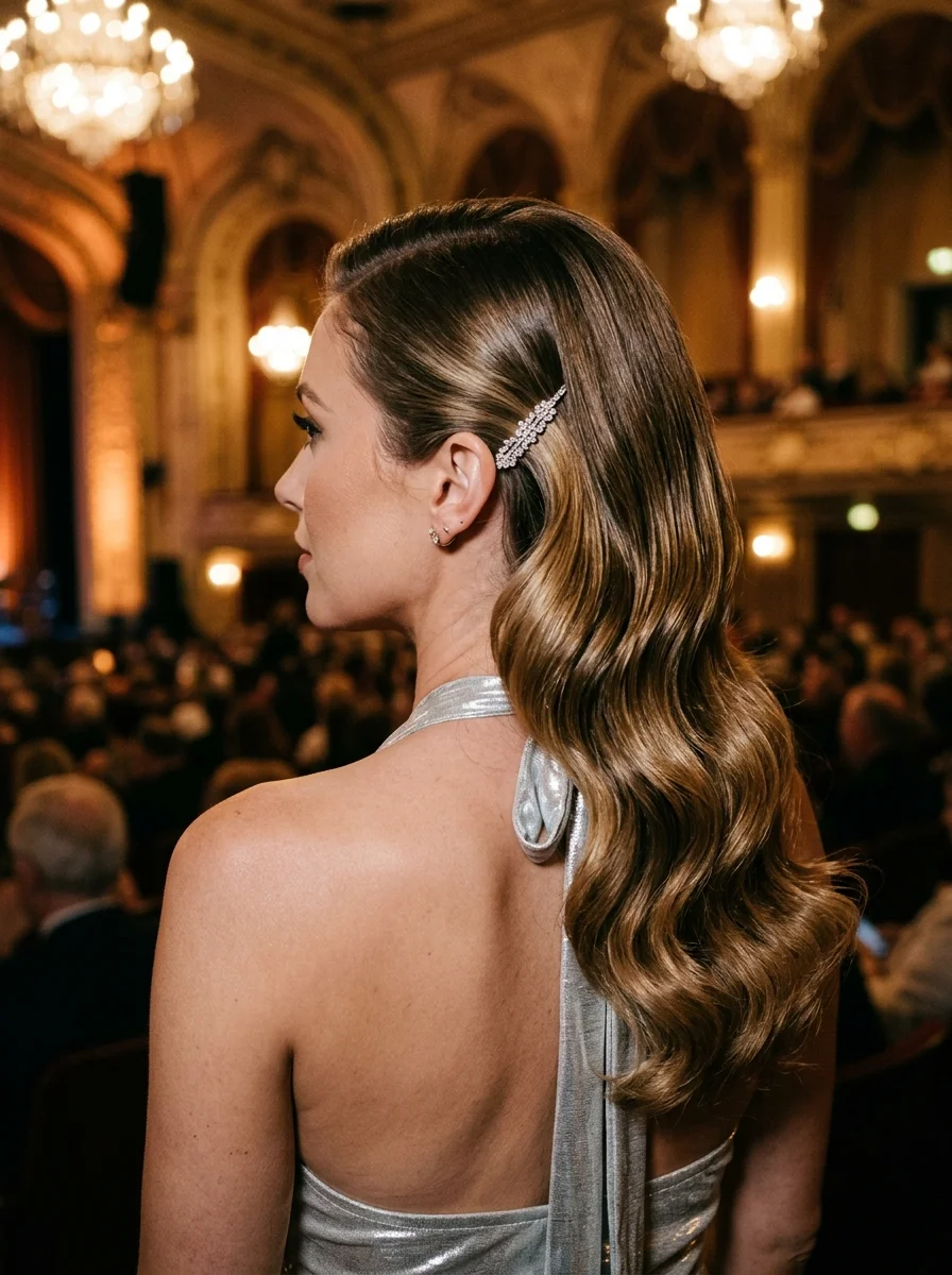 Hollywood Glam Waves with a Sparkle Clip