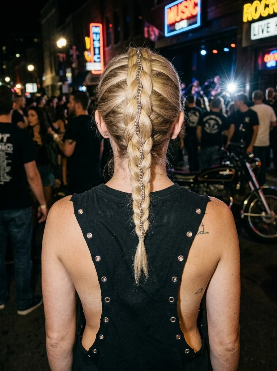 Edgy Chain Accent French Braid