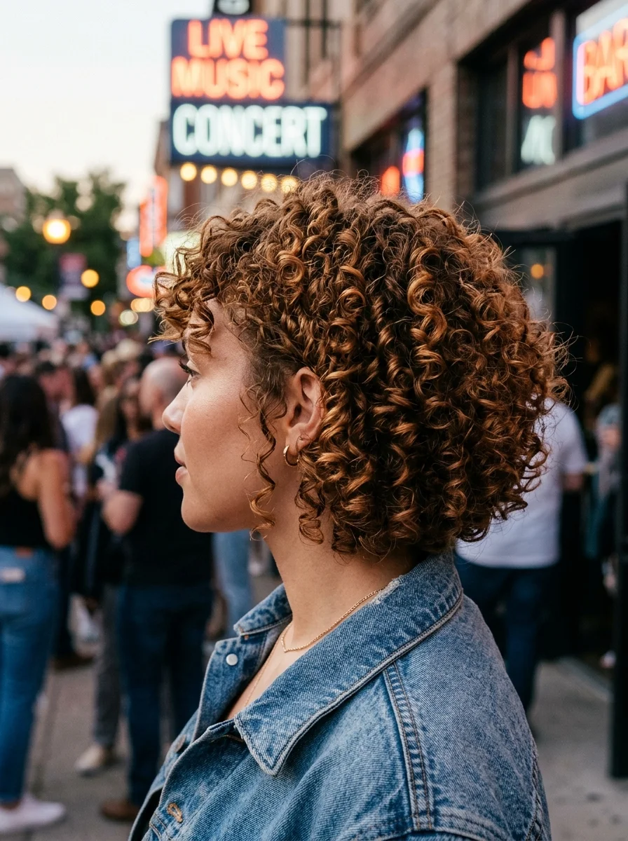 The Perfect Curly Bob for Concert Nights