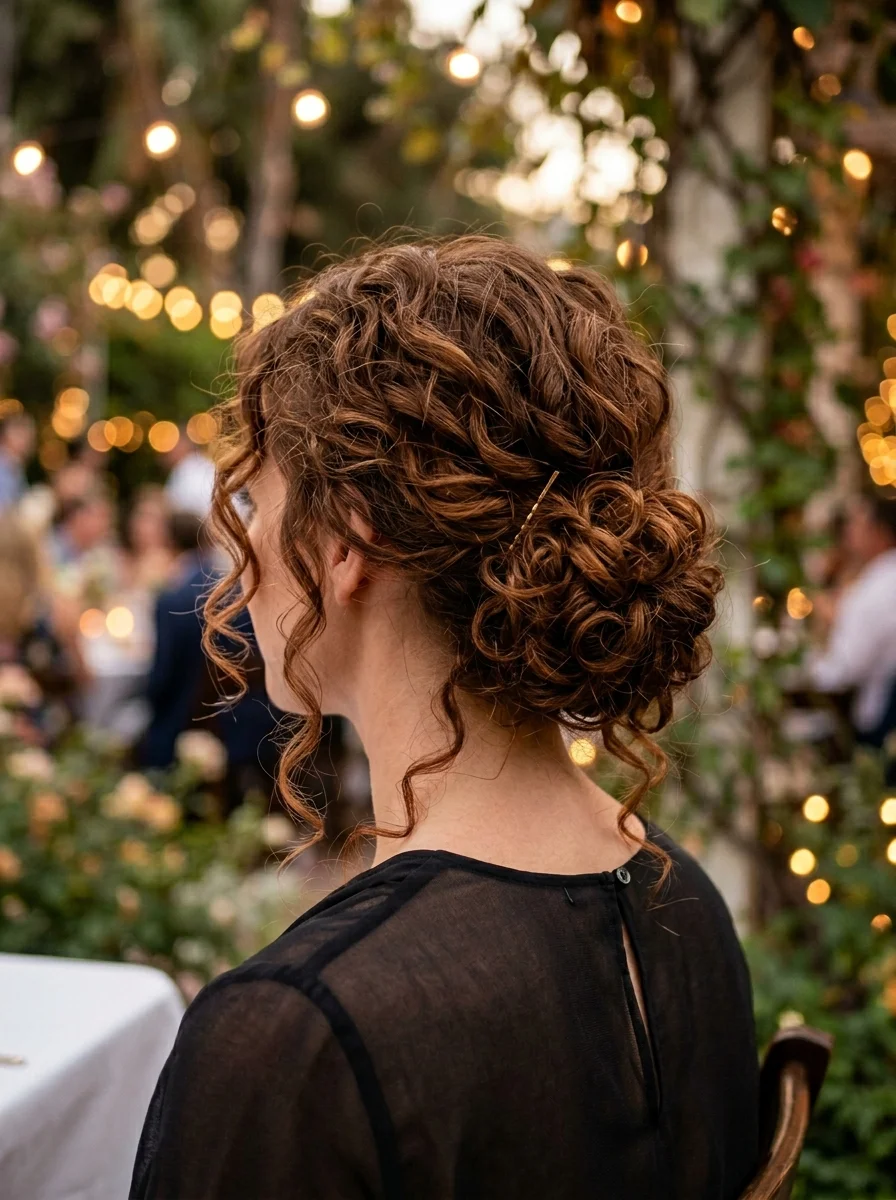 Romantic Curls Chignon with Loose Tendrils