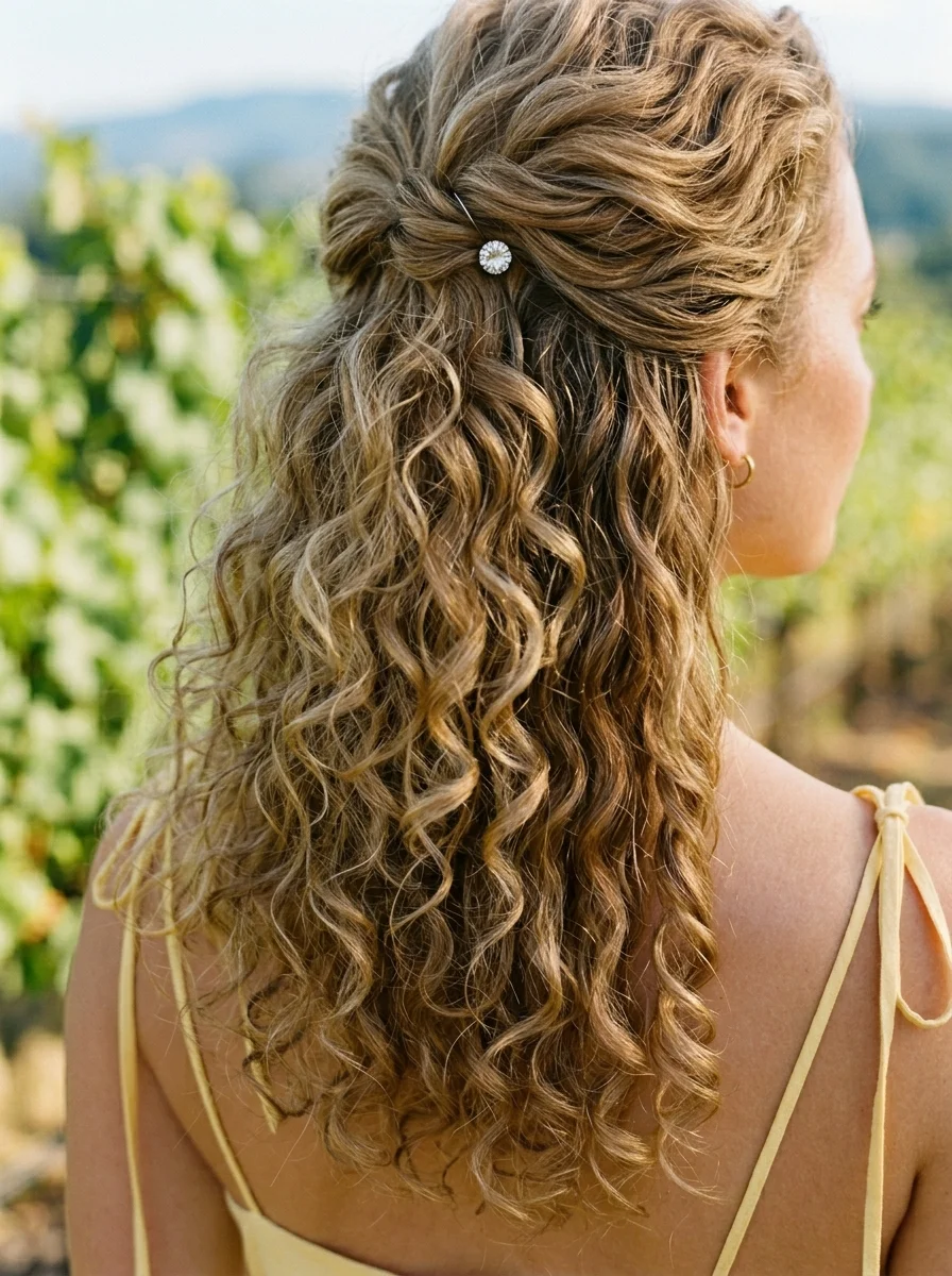 Effortless Boho Waves with a Sparkly Pin Accent