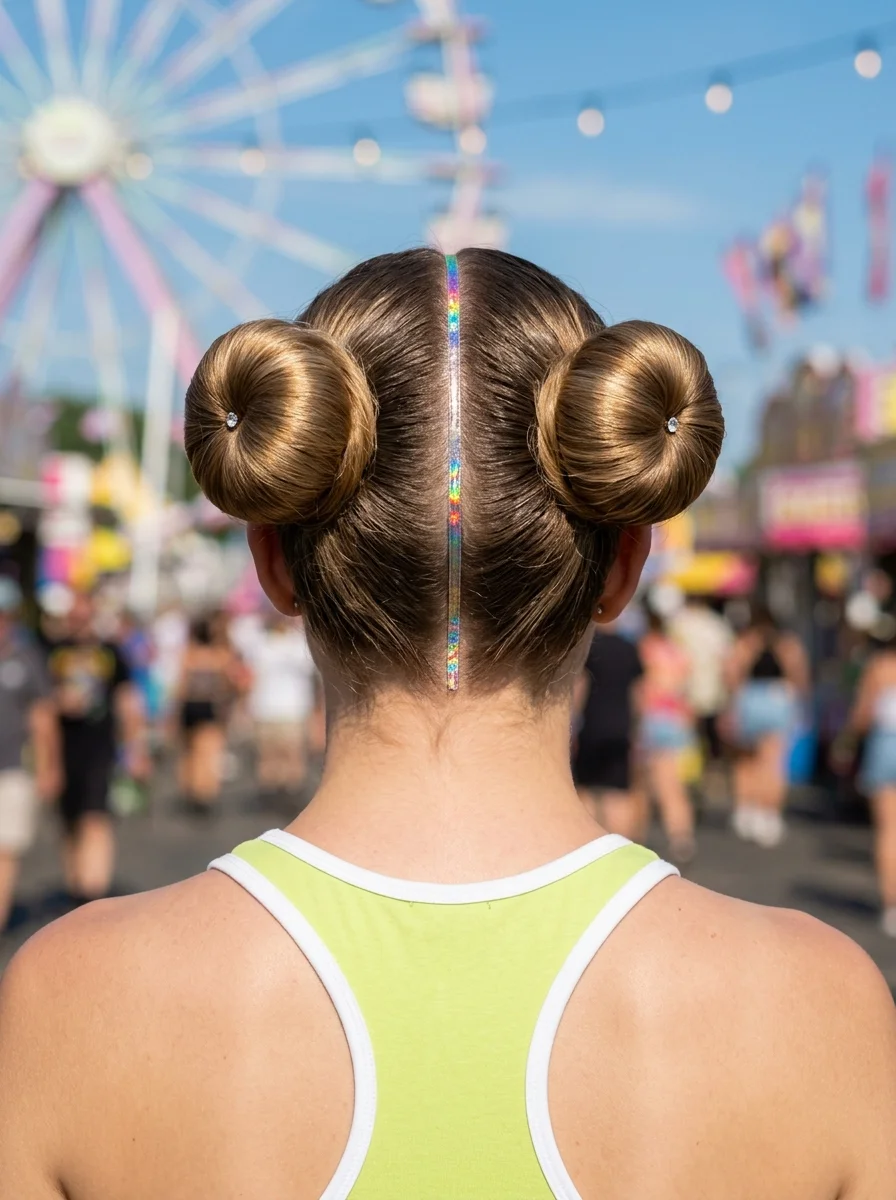Sparkle Space Buns with Holographic Hair Tinsel