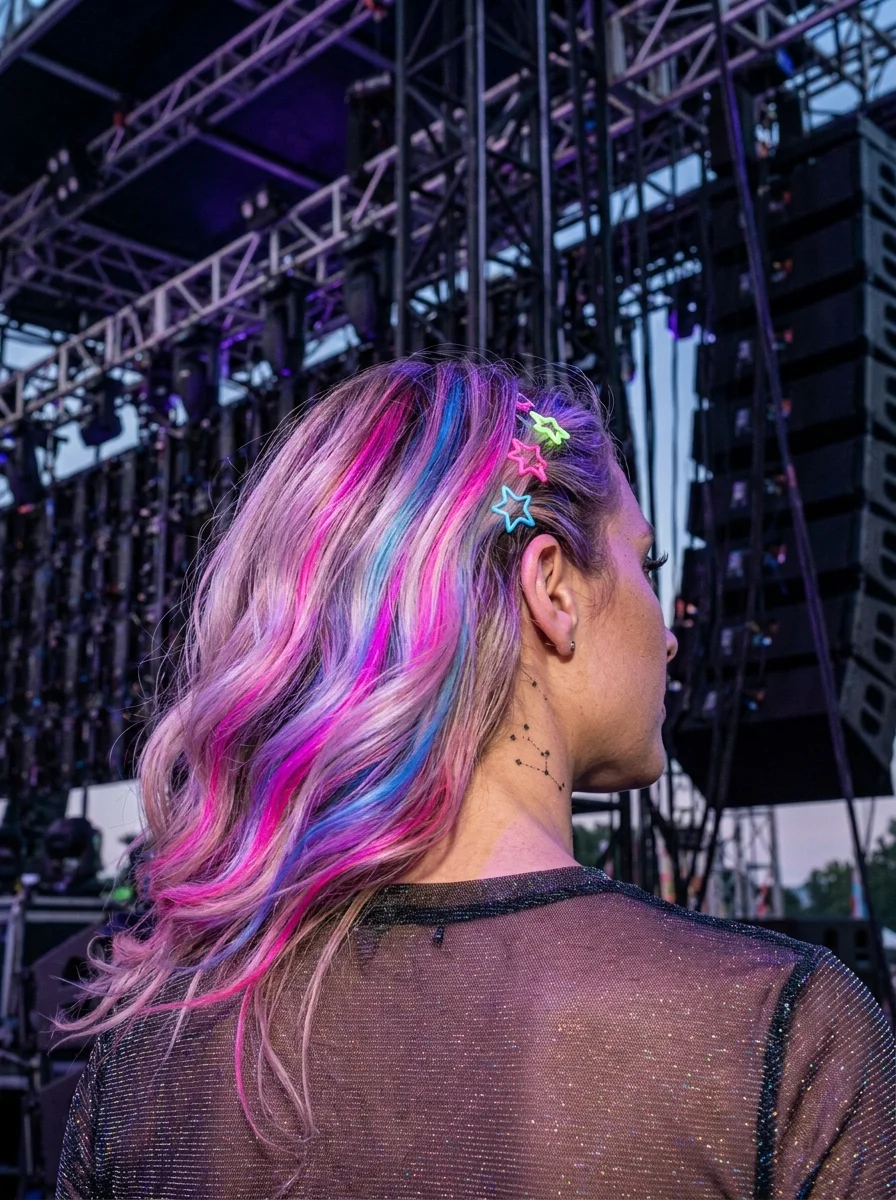 Cosmic Candy Waves with Starry Accents