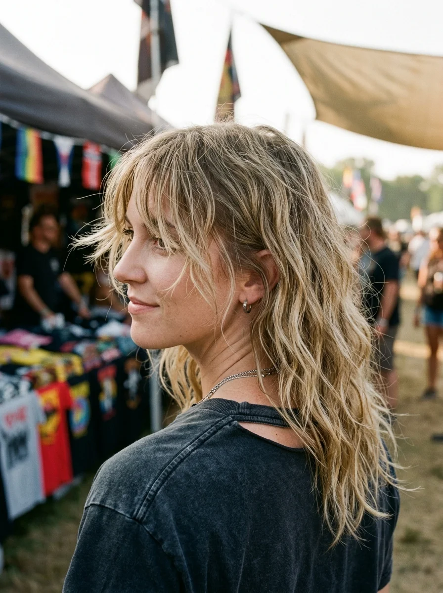 Shaggy Waves with Textured Bangs