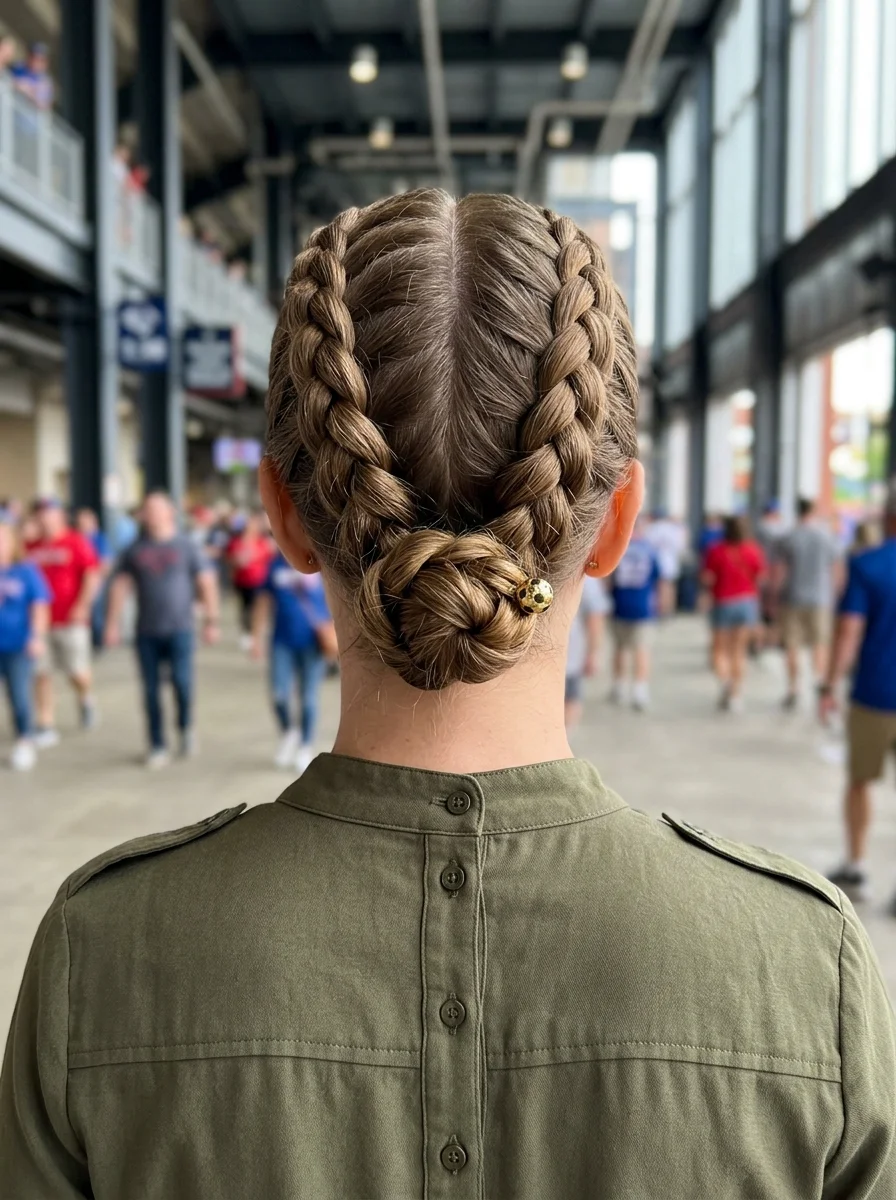 Double French Braids into a Bun