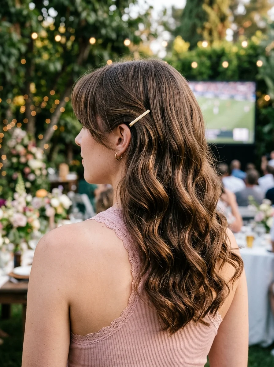 Soft Beach Waves with a Gold Bobby Pin Accent