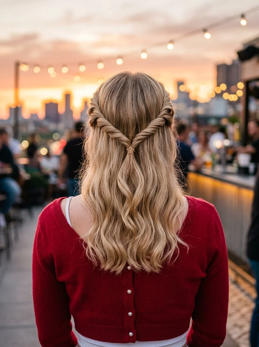 Twisted Heart Half-Up Style