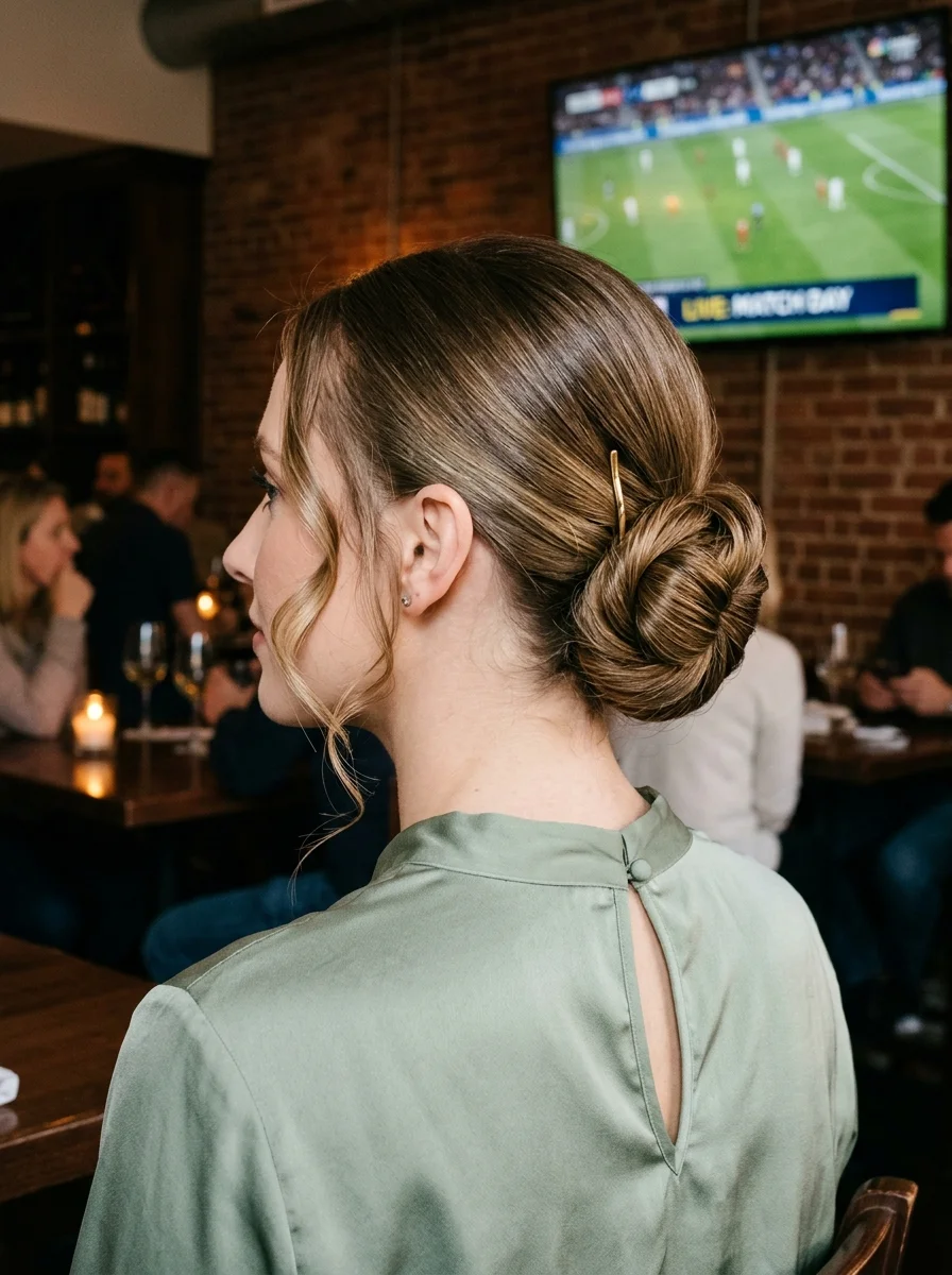 Soft Twisted Updo with a Decorative Pin
