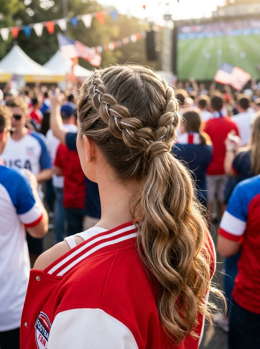 Double Dutch Braids with Metallic Thread
