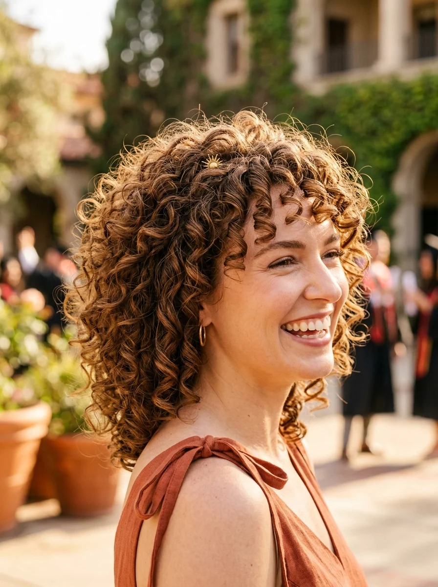 Golden Hour Curls with a Sunburst Sparkle