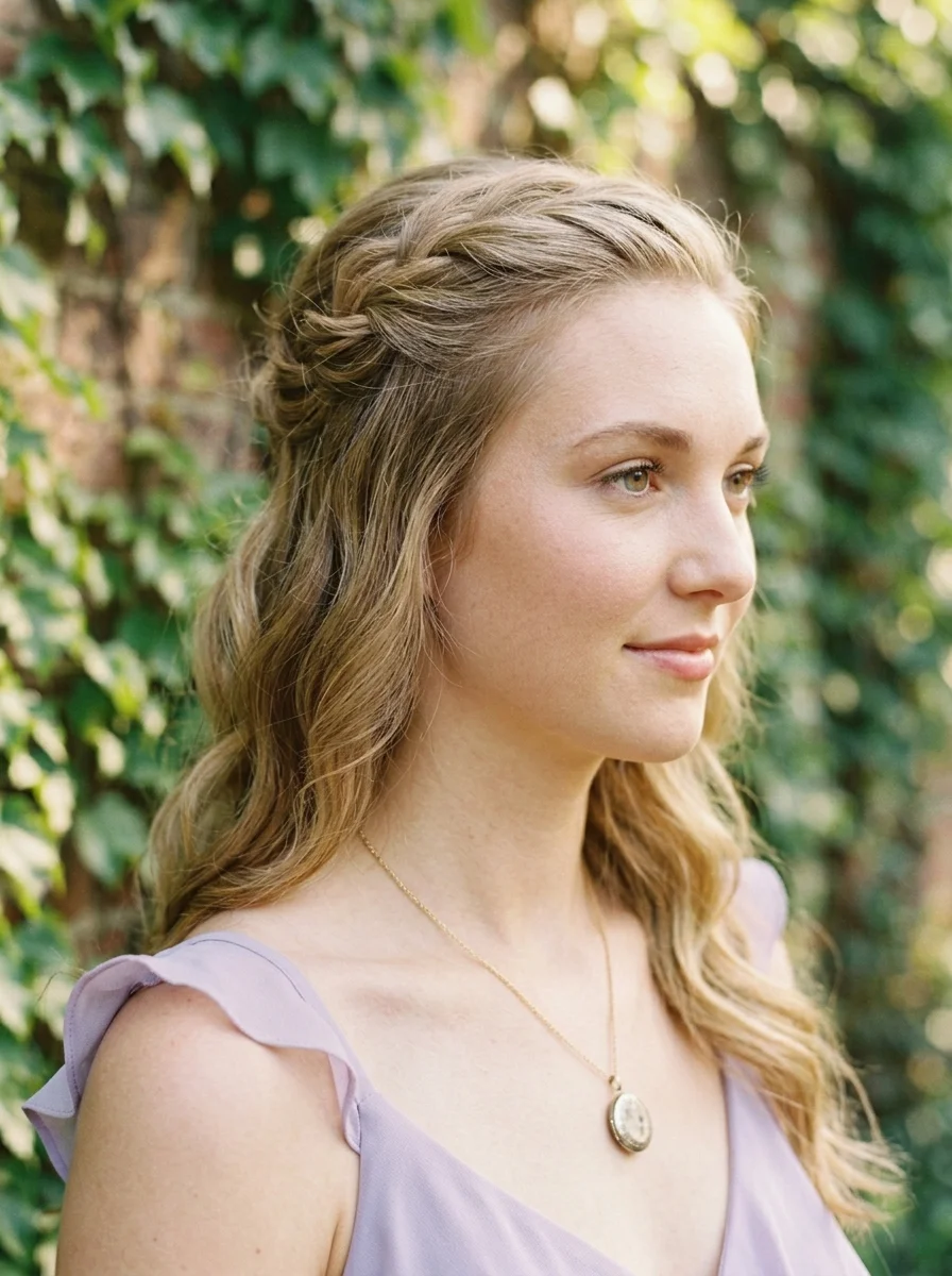 Twisted Crown Braid with Loose Waves