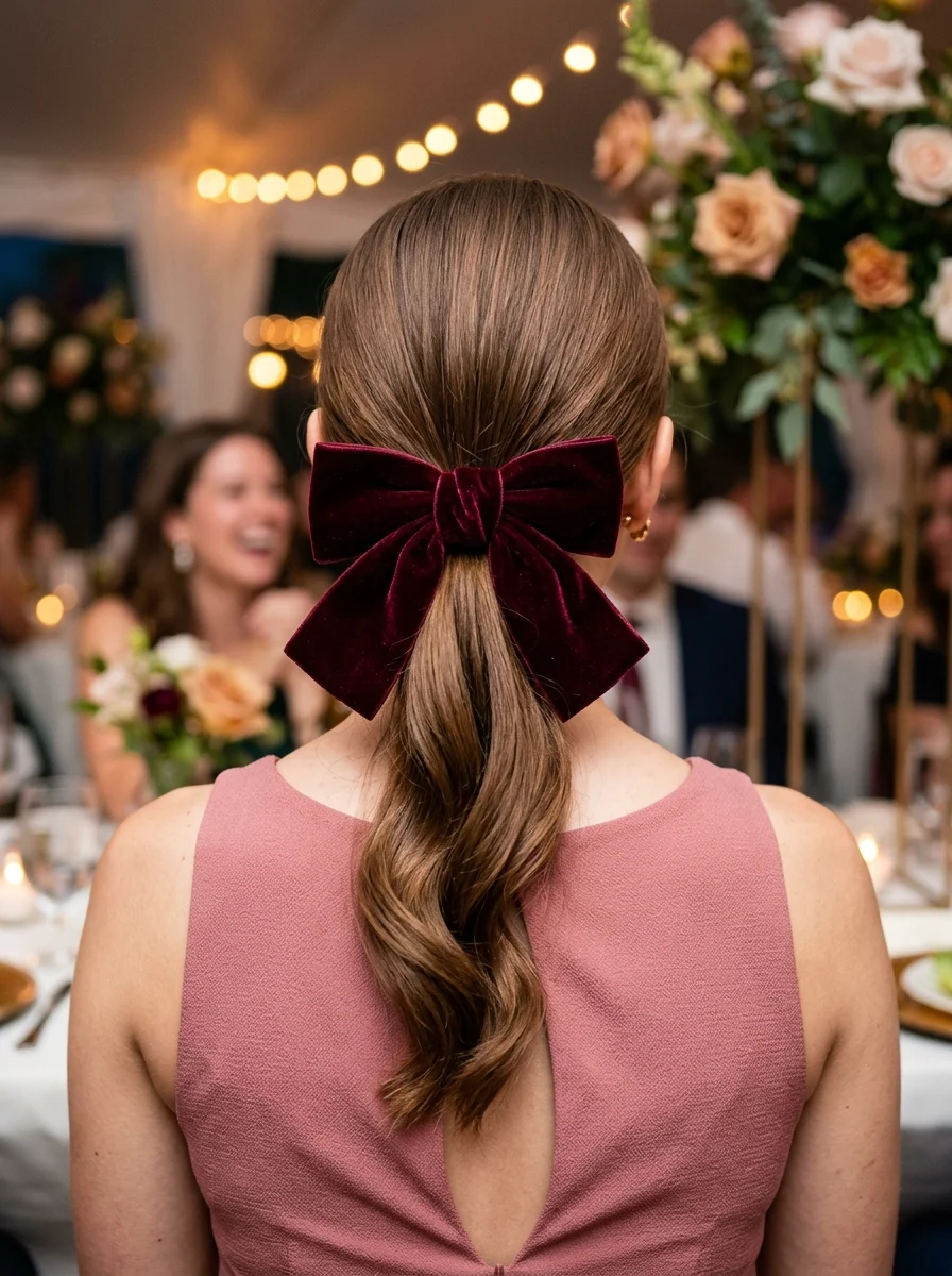 Velvet Bow Low Ponytail