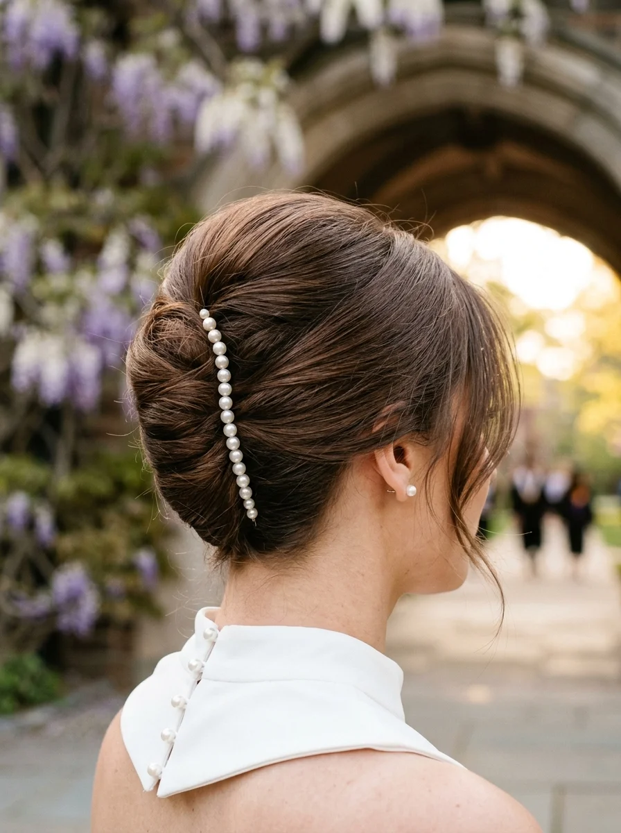 Elegant Pearl-Adorned Chignon