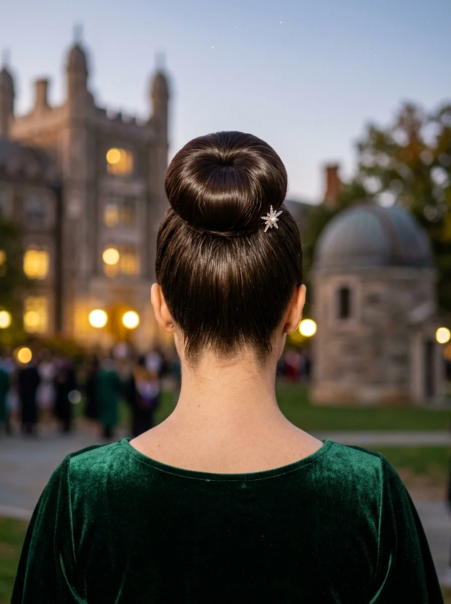 Sleek Double Top Knot with Starry Sparkle