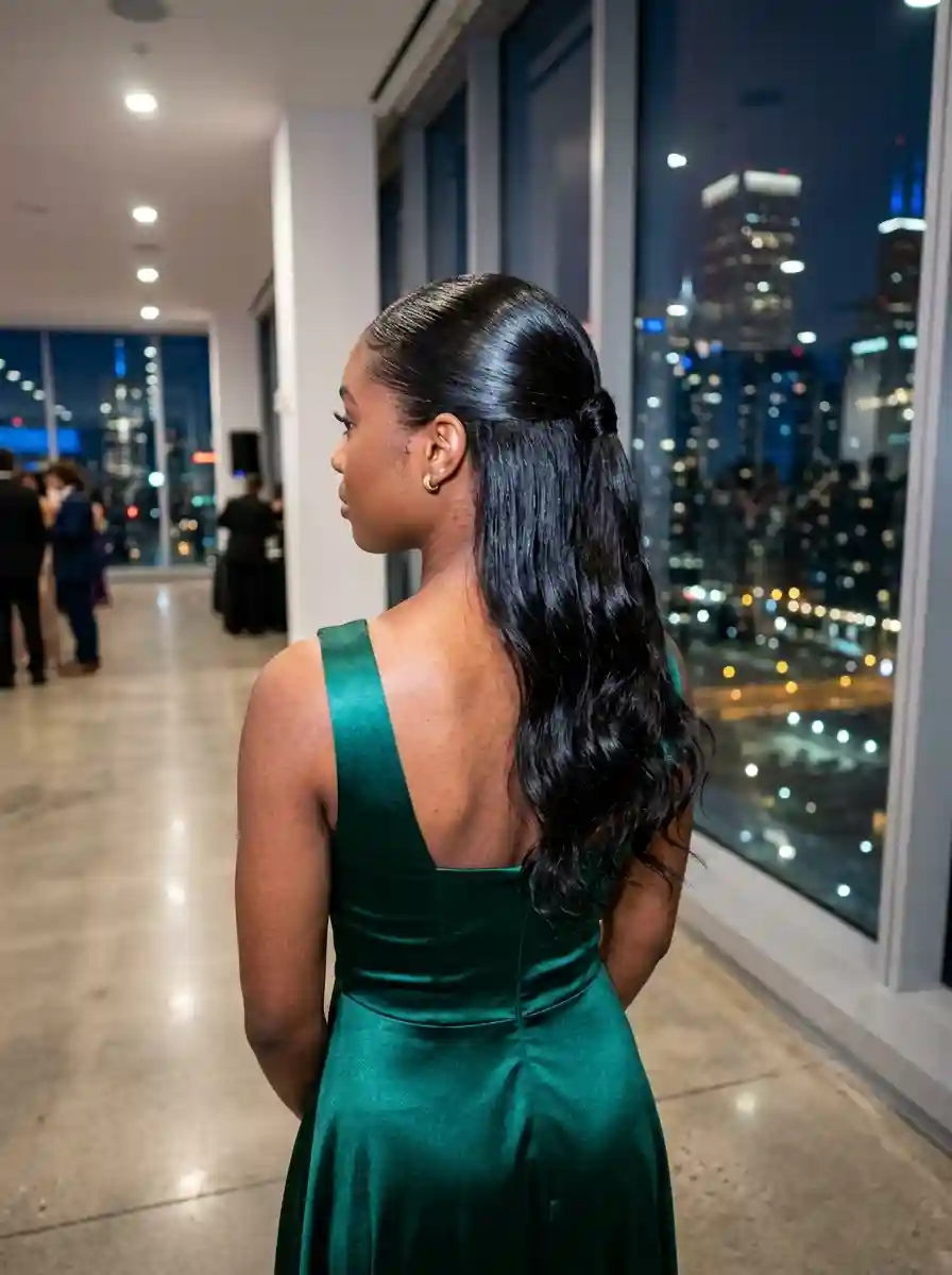 Sleek Half-Up, Half-Down with Voluminous Waves