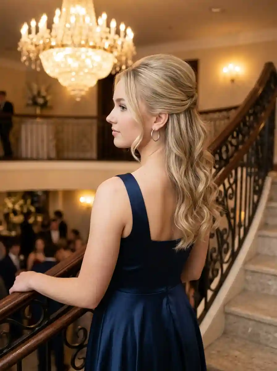 Soft Wavy Half-Up with a Twist