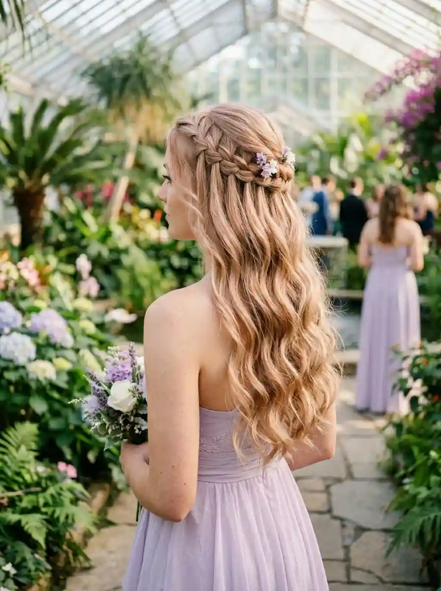 Romantic Waterfall Braid with Loose Waves