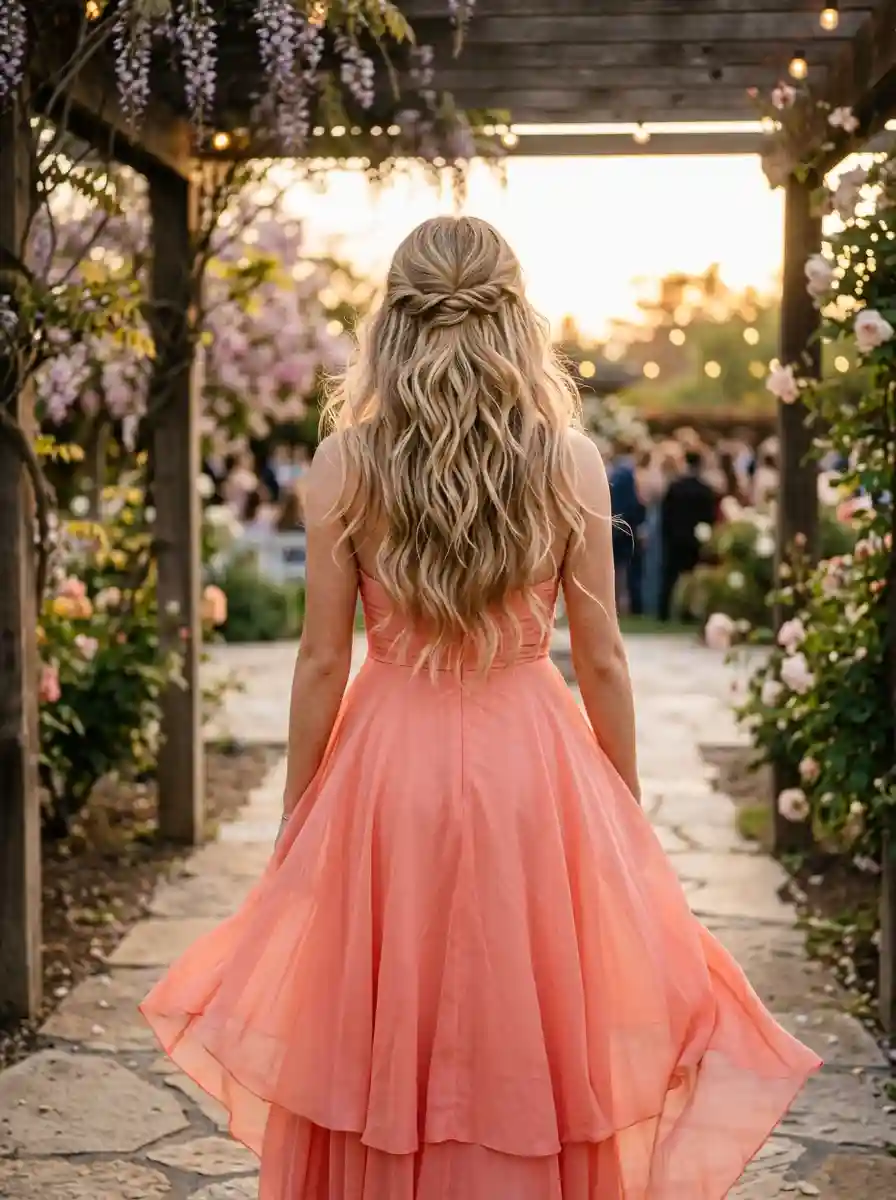 Twisted Crown Half-Up with Beachy Waves