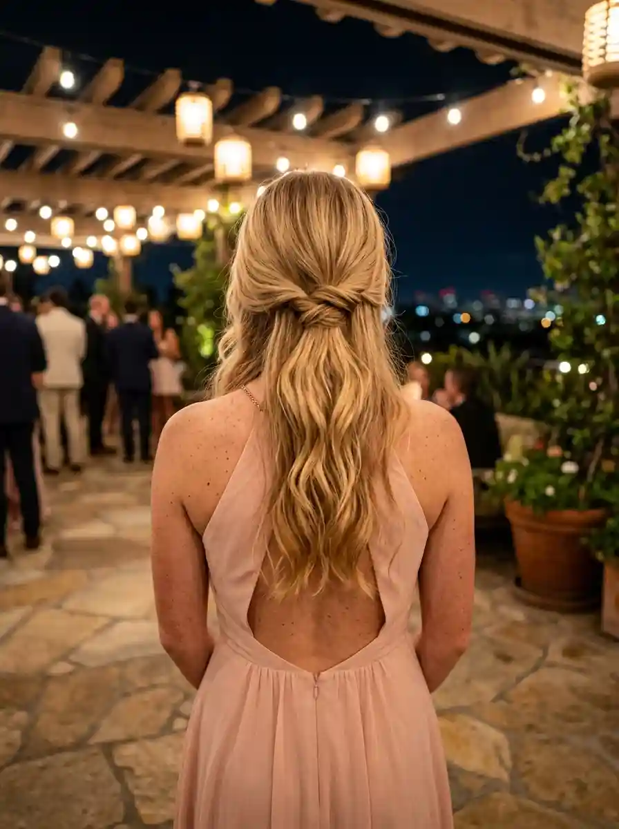 Effortless Twisted Half-Up With Loose Waves