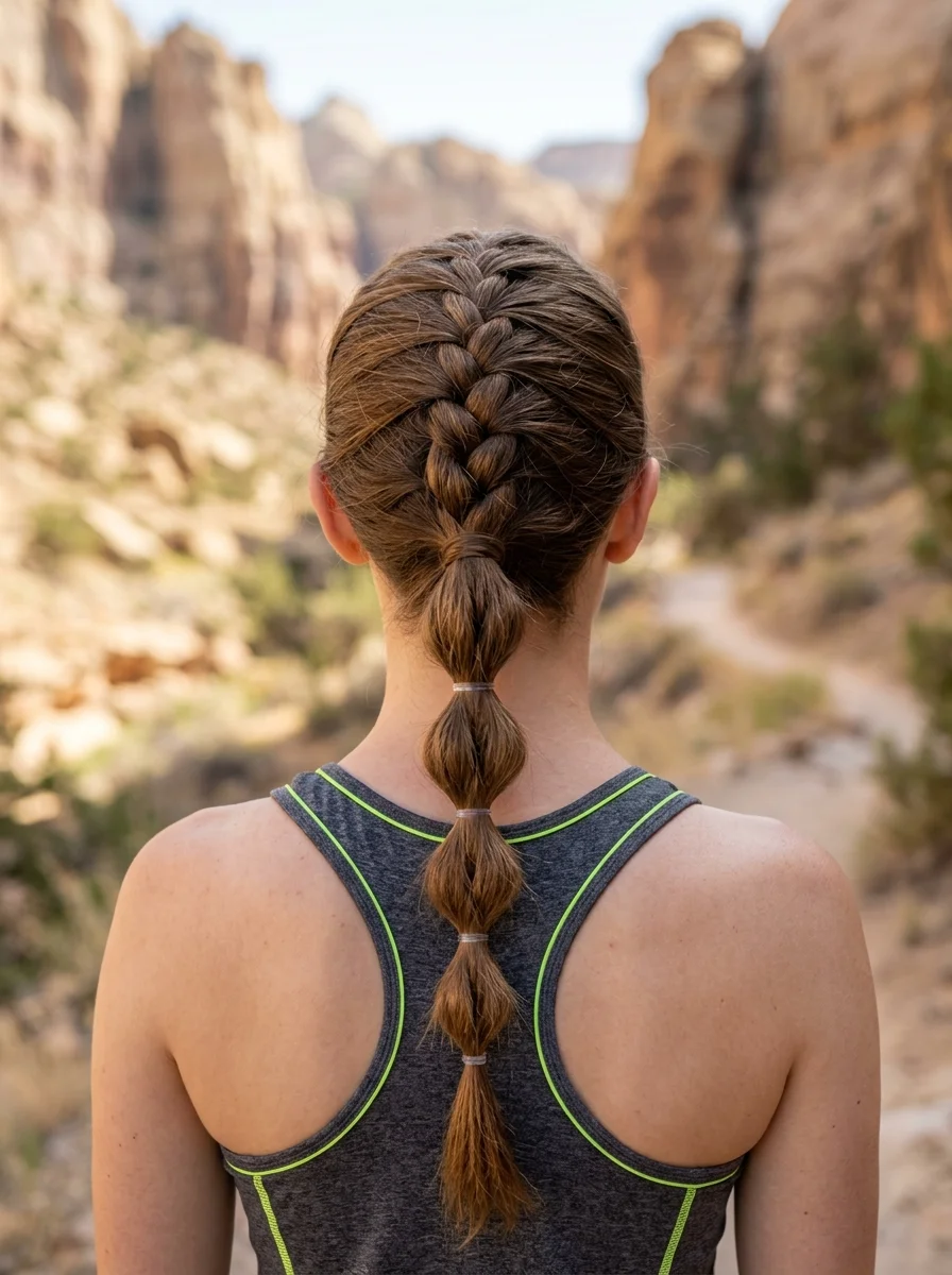 French Braid to Bubble Ponytail